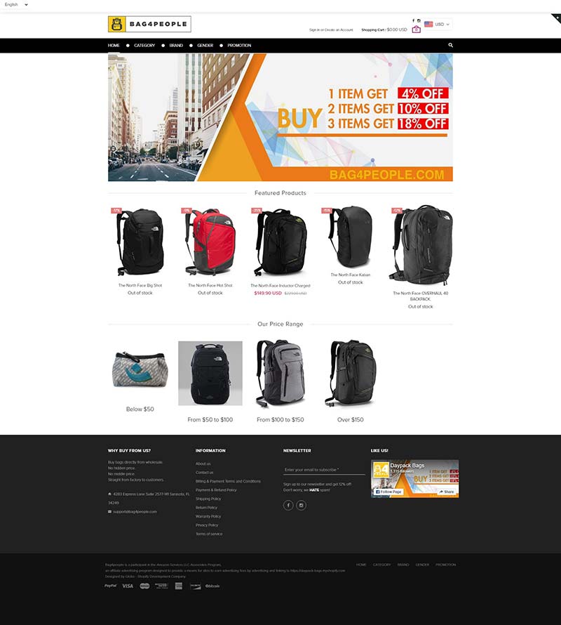 Bag4people 美国休闲背包品牌购物网站