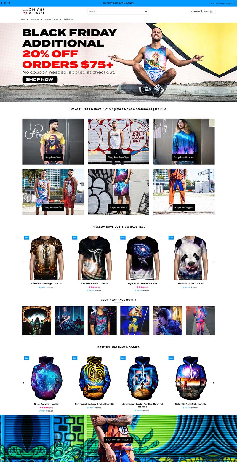 On Cue Apparel 美国RAVE狂欢服装购物网站