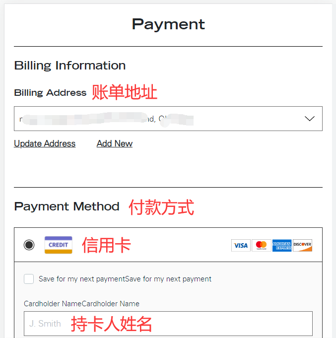 Theory US official website payment method