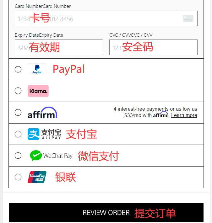 Theory US official website credit card payment