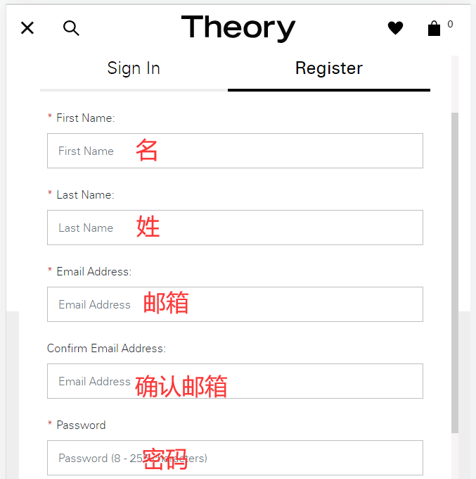 Theory US official website registration information