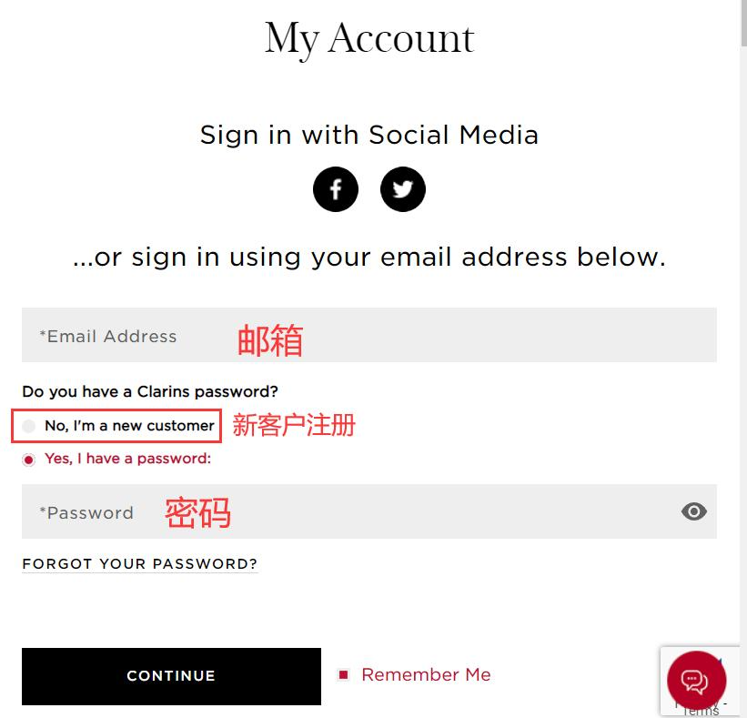 Clarins Canada official website account registration