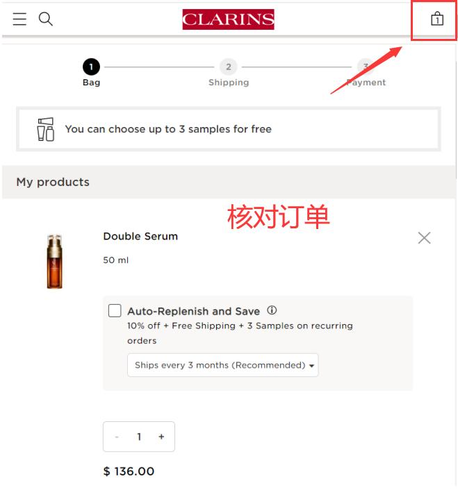Clarins Canada official website shopping cart
