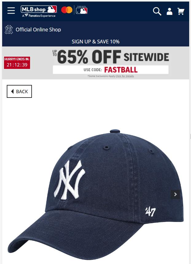 MLB Shop US official website selecting items