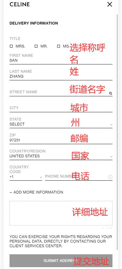 CELINE official website forwarding shipping information