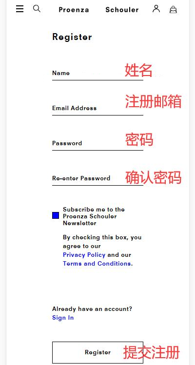 Proenza Schouler official website register account