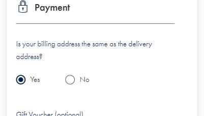 Billing address on the Charles Tyrwhitt official website