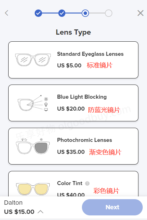 Zeelool official website lens specifications