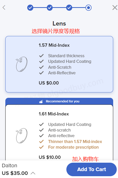 Zeelool official website lens specifications