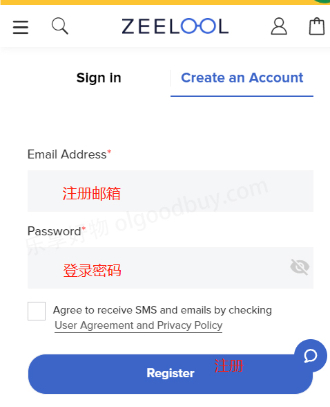 Zeelool official website register account