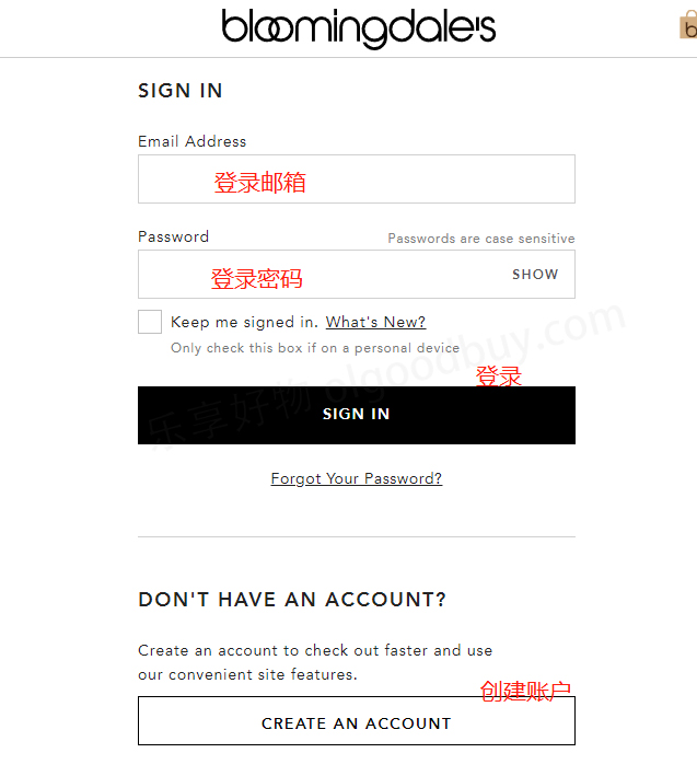Bloomingdale's US official website login and registration