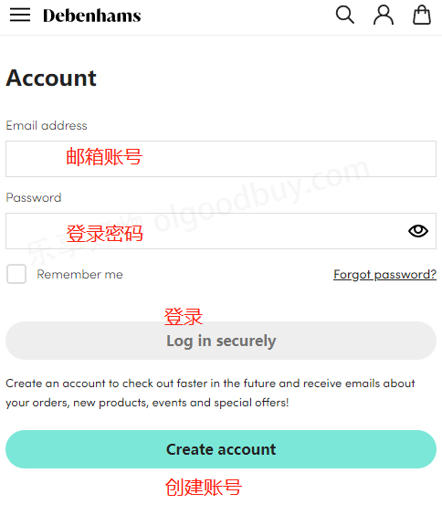 Debenhams UK official website account login