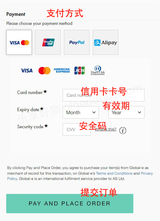 Ann Summers UK official website payment method