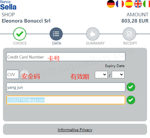 Eleonora Bonucci official website payment method