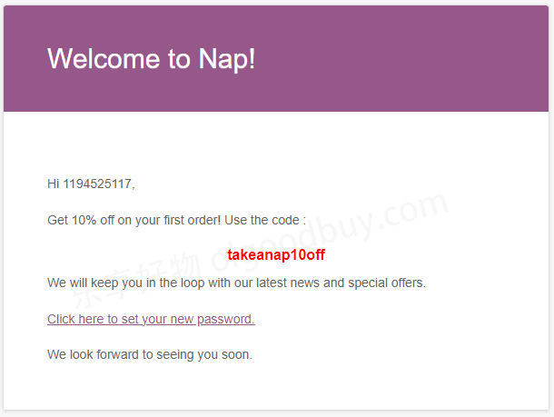 Nap Loungewear official website email verification