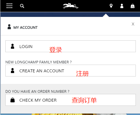 Longchamp login and register